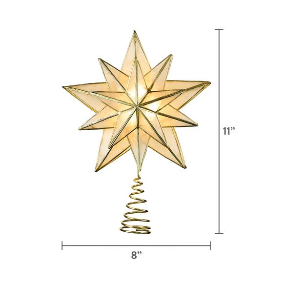 Lit Capiz Shell Gold Star Christmas Tree Topper 10.5" Holiday Decor Nativity - Picture 7 of 7